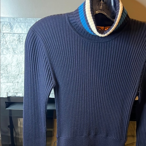 Tory Burch Blue Turtleneck Merino Wool Dress size XS missing sash - Picture 5 of 13